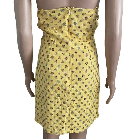 Vintage Y2K Rampage Sundress Womens Size 5 Yellow Strapless Floral Pattern - Picture 8 of 11